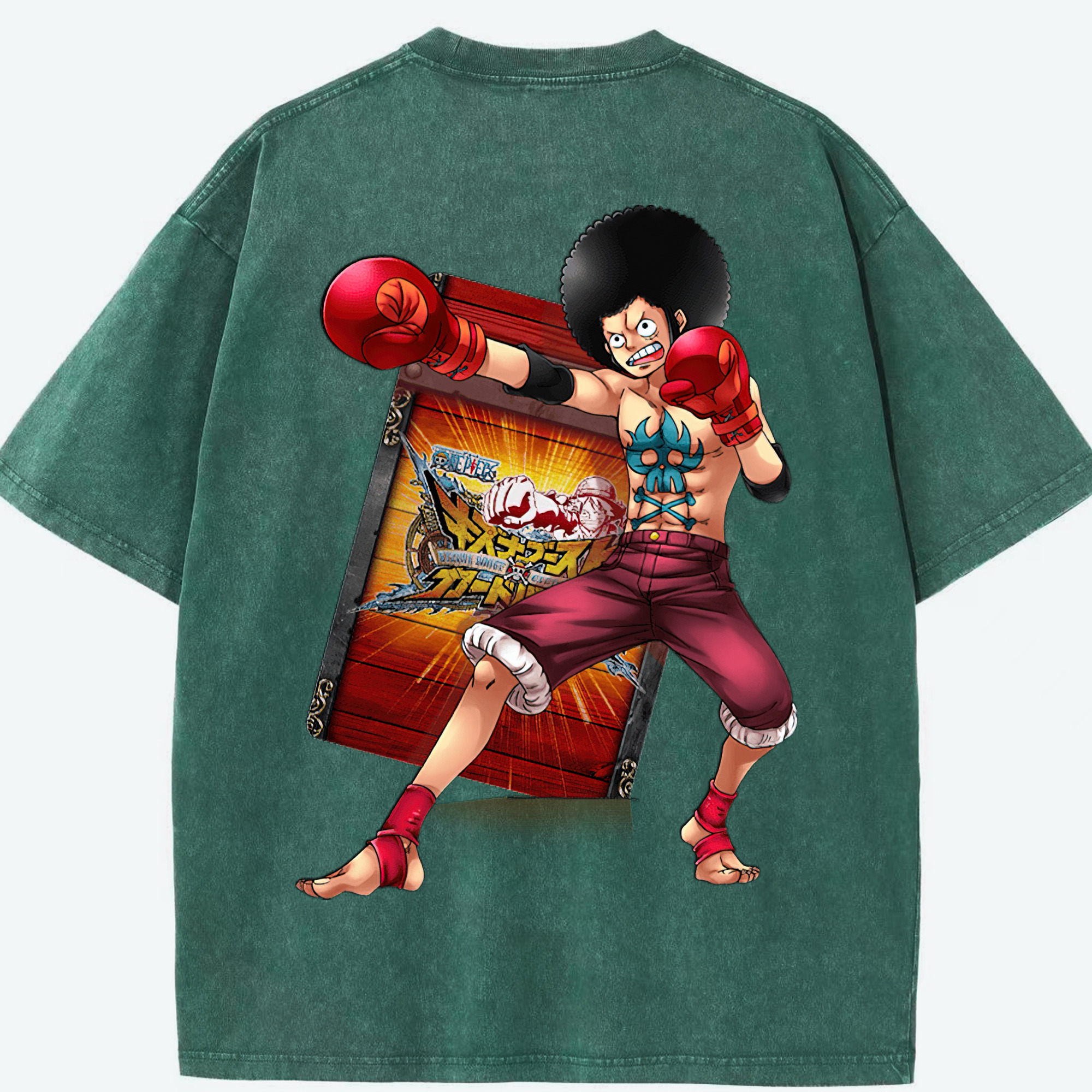 ワンピース モンキー・D・ルフィ ONE PIECE Monkey D. Luffy 綿100% ヴィンテージ風 半袖Tシャツ（背面プリント）